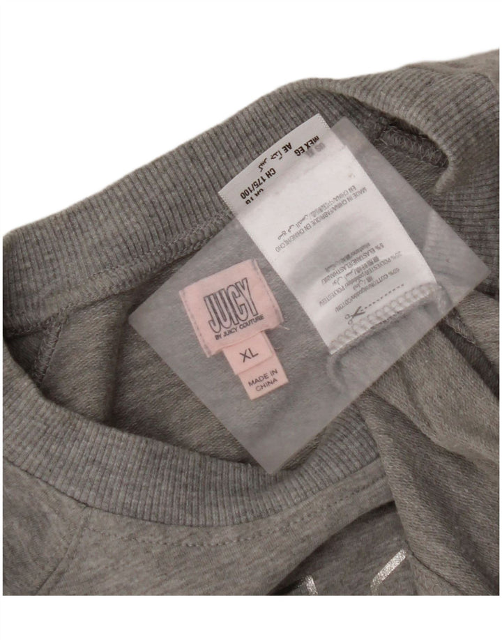 JUICY COUTURE Damen Grafik-Sweatshirt-Pullover UK 18 XL Graue Baumwolle