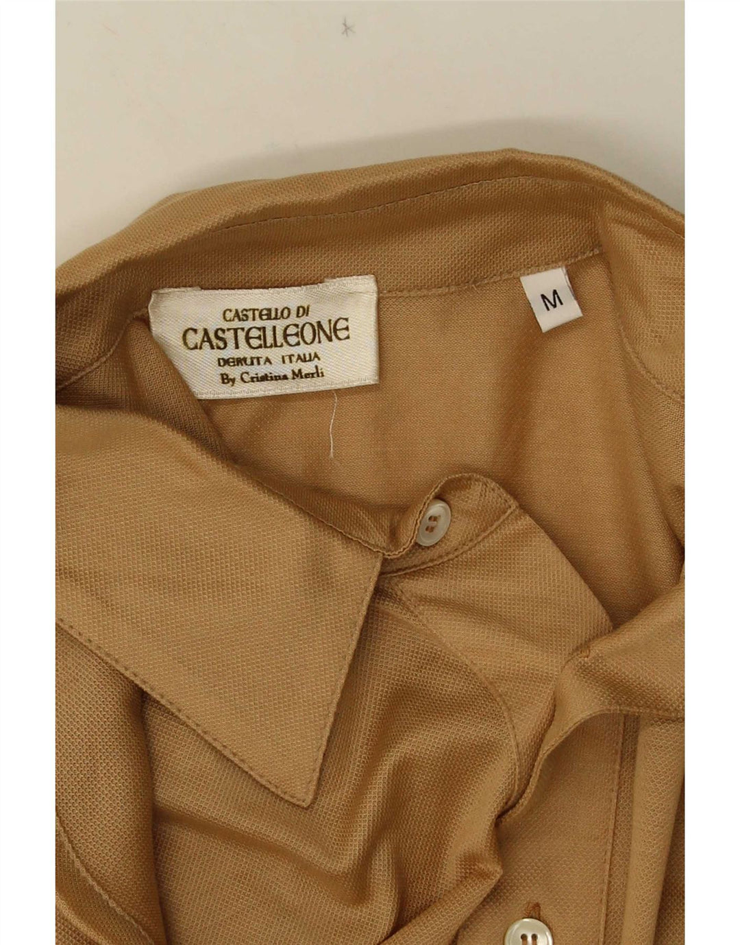 Vintage Herren Langarm-Poloshirt Mittelbeige