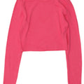 Zara Damen Crop Top Langarm UK 12 Mittelrosa Baumwolle