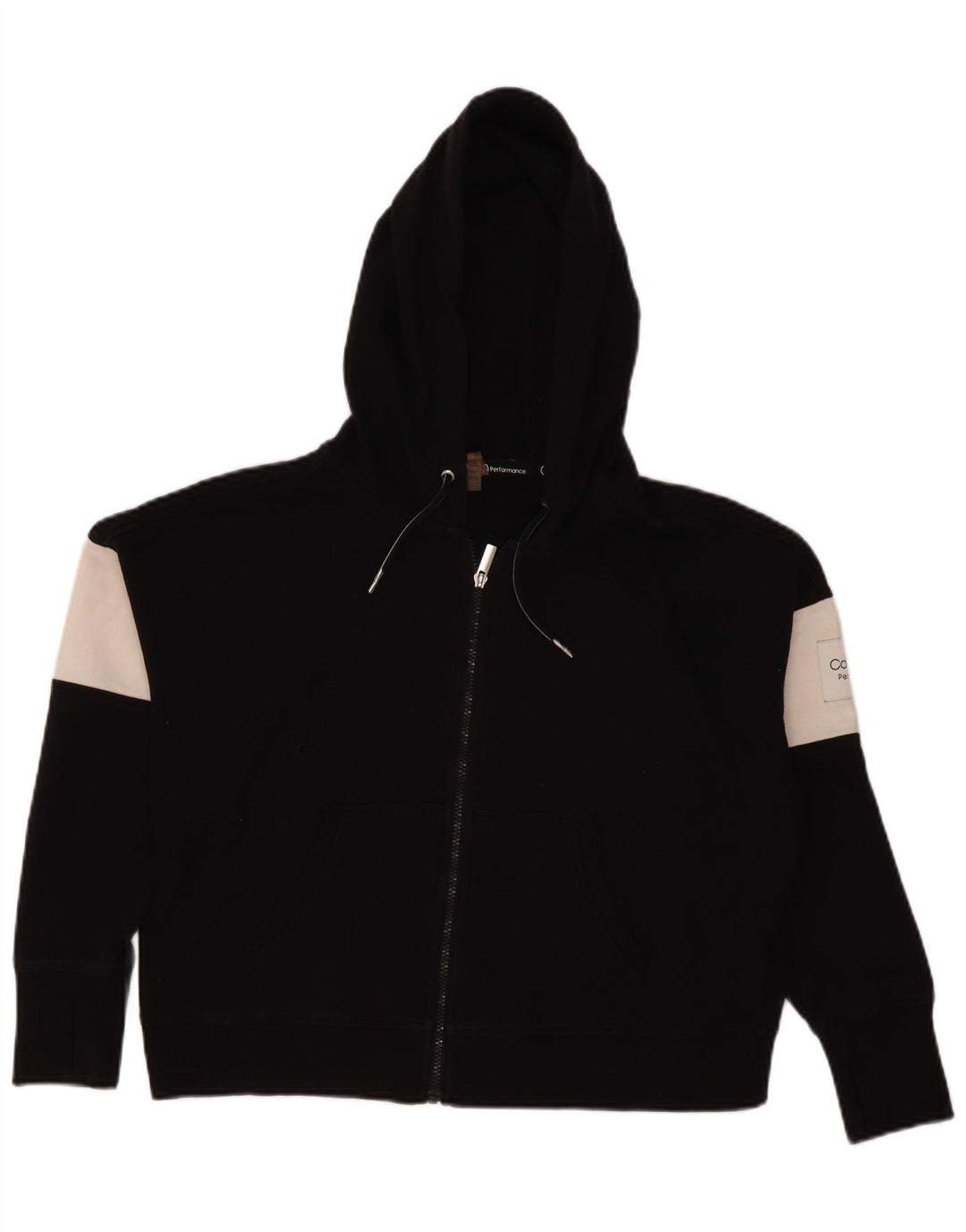 Calvin Klein Damen Übergroßer Crop Zip Hoodie Pullover UK 14 Medium Schwarz