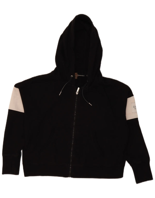 Calvin Klein Damen Übergroßer Crop Zip Hoodie Pullover UK 14 Medium Schwarz