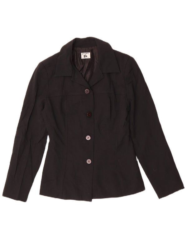 Vintage Damen 4-Knopf-Blazerjacke UK 10 Small Schwarz