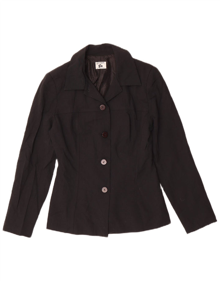 Vintage Damen 4-Knopf-Blazerjacke UK 10 Small Schwarz