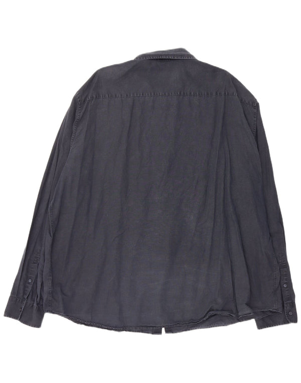 Marks & Spencer Herren-Hemd, reguläre Passform, 4XL, Marineblau, Leinen
