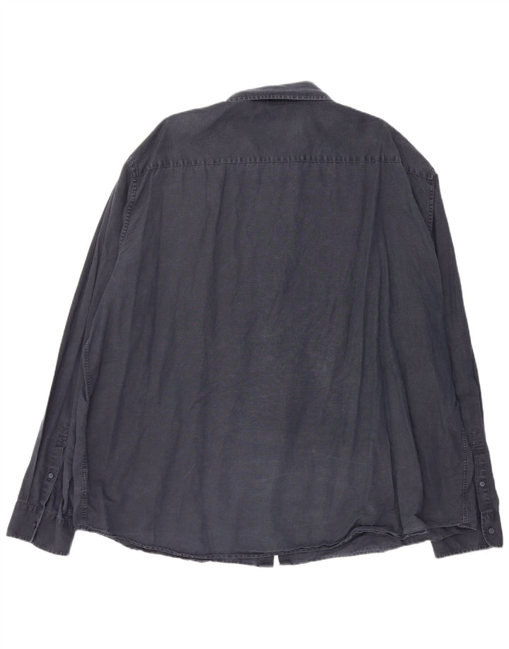 Marks & Spencer Herren-Hemd, reguläre Passform, 4XL, Marineblau, Leinen