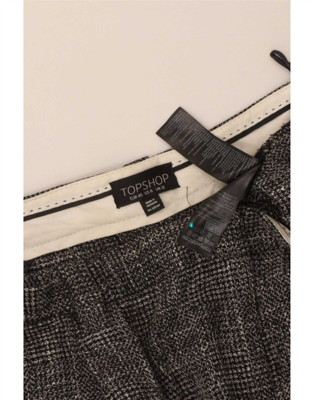 Topshop Damen-PEGged-Cropped-Hose UK 12 Medium W30 L24 Grau kariert