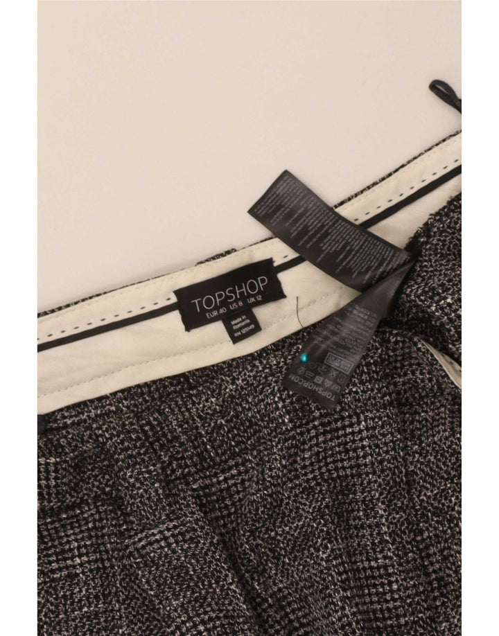 Topshop Damen-PEGged-Cropped-Hose UK 12 Medium W30 L24 Grau kariert