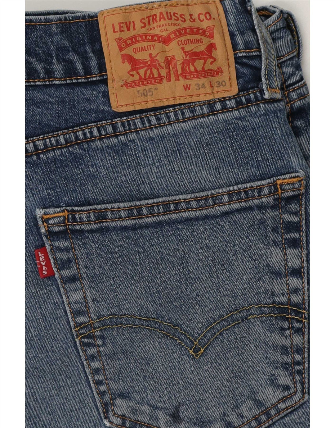 Levi's Herren 505 Regular Straight Jeans W34 L30 Blaue Baumwolle