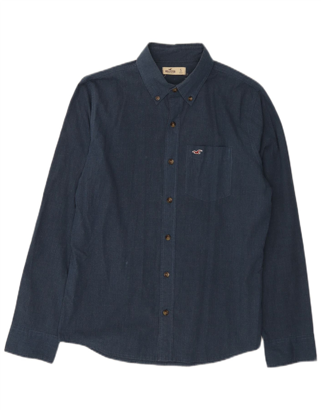 HOLLISTER Herrenhemd, klein, marineblau, Baumwolle