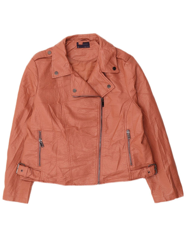 Marks & Spencer Damen Crop Kunstleder Bikerjacke UK 20 2XL Braun