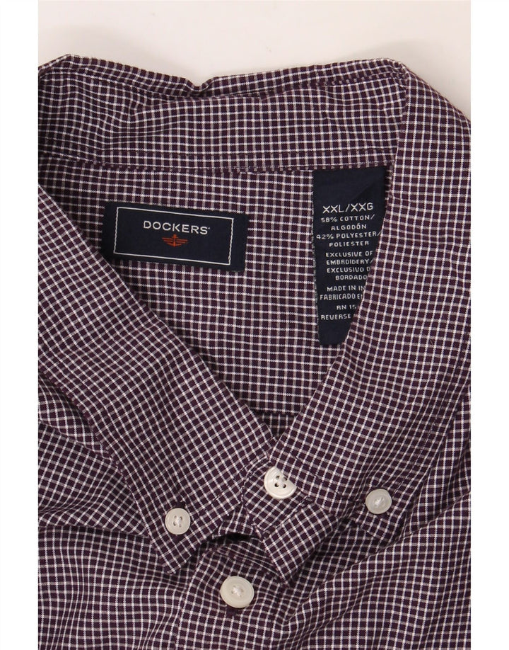 DOCKERS Mens Shirt 2XL Burgundy Check Cotton Vintage Dockers and Second-Hand Dockers from Messina Hembry 
