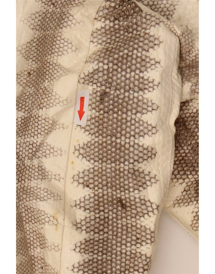 Lee Sands Herren Lederjacke UK 40 Large Beige Animal Print