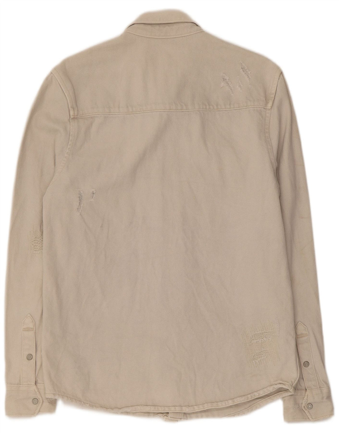 Zara Damen-Jeanshemd mit entspannter Passform, kleine Beige-Baumwolle