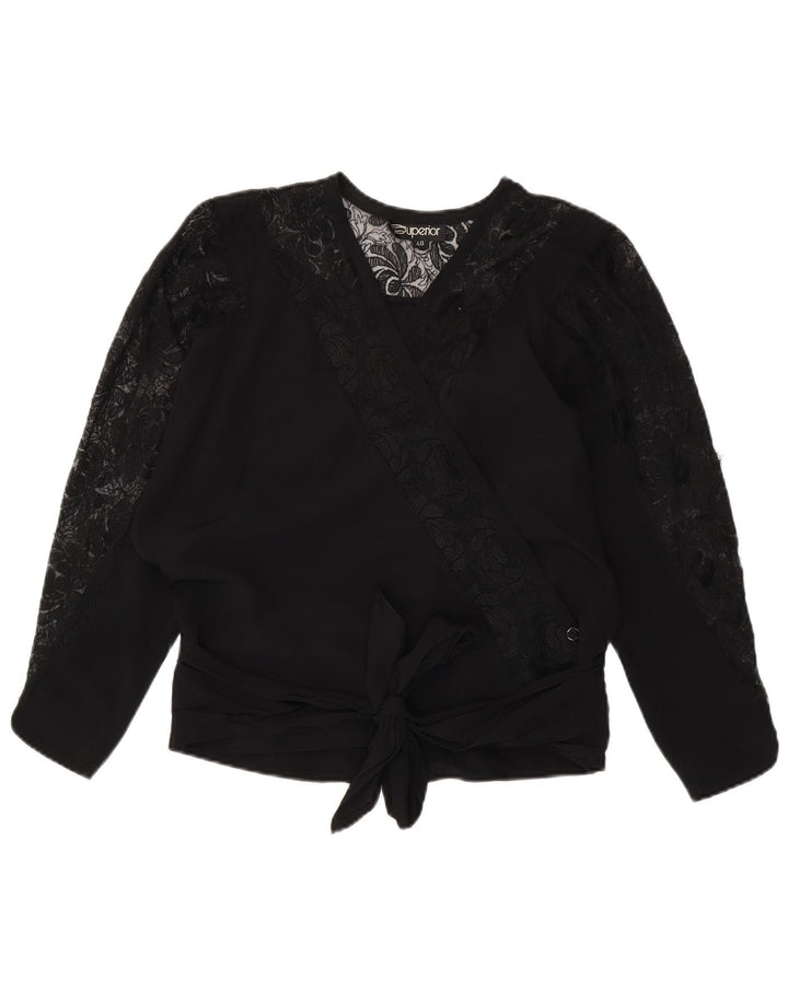 Superior Langarm-Blusenoberteil für Damen, EU 40, mittelschwarze Viskose