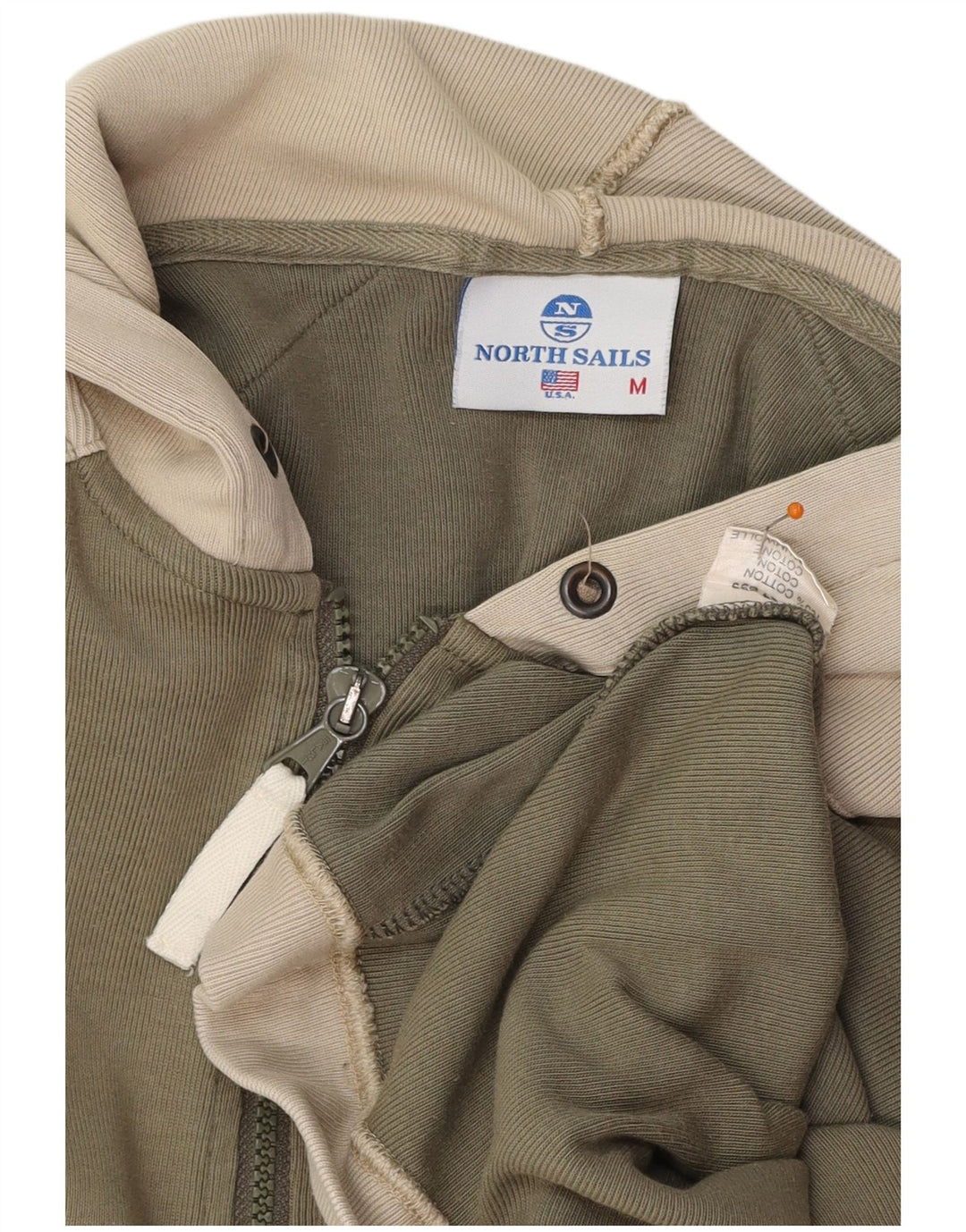 NORTH SAILS Herren-Oberteil mit Kapuze und Reißverschluss, langärmlig, mittelgrün, Farbblock