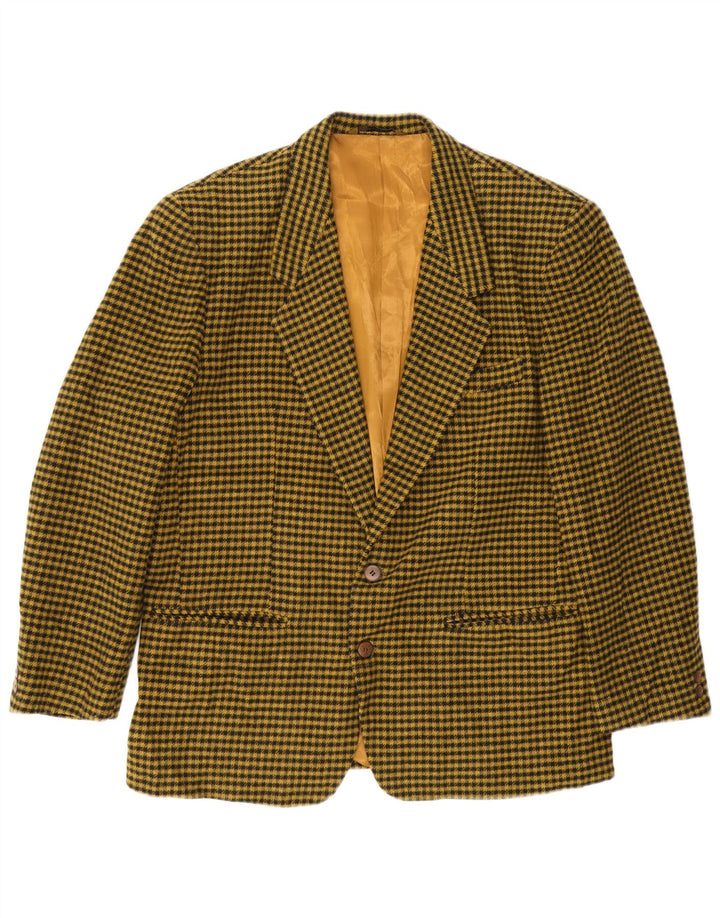 Vintage Herren 2-Knopf-Blazerjacke IT 52 XL Gelb kariertes Polyester
