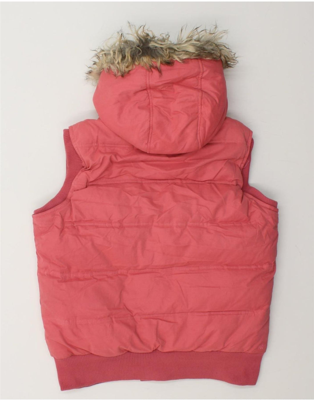FAT FACE Womens Hooded Padded Gilet UK 14 Large Pink Polyester Vintage Fat Face and Second-Hand Fat Face from Messina Hembry 
