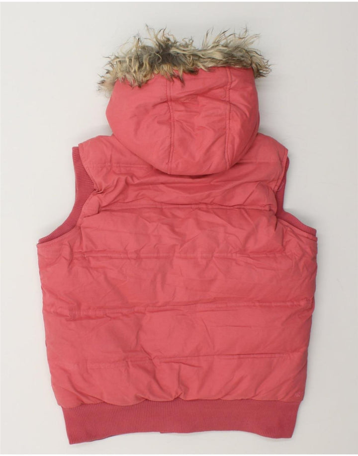 FAT FACE Womens Hooded Padded Gilet UK 14 Large Pink Polyester Vintage Fat Face and Second-Hand Fat Face from Messina Hembry 