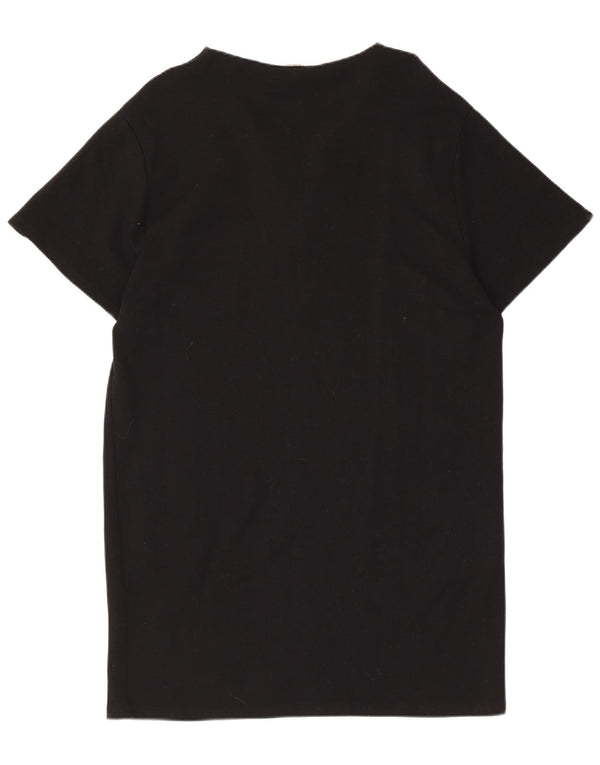 Zara Damen T-Shirt-Kleid UK 14 Medium Schwarz