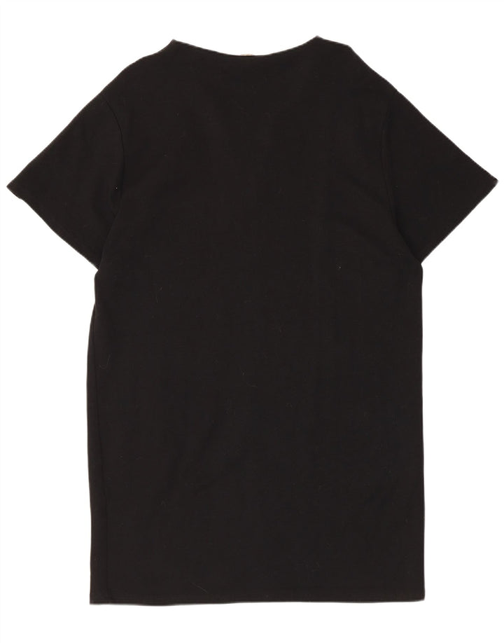 Zara Damen T-Shirt-Kleid UK 14 Medium Schwarz