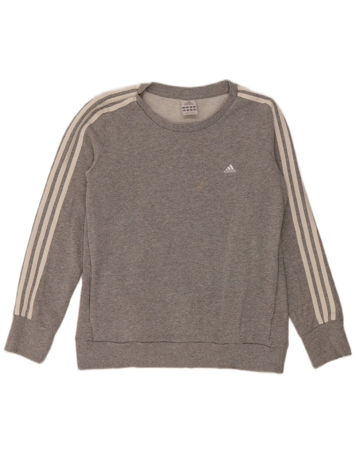 Adidas Damen Sweatshirt Pullover UK 12/14 mittelgraue Baumwolle