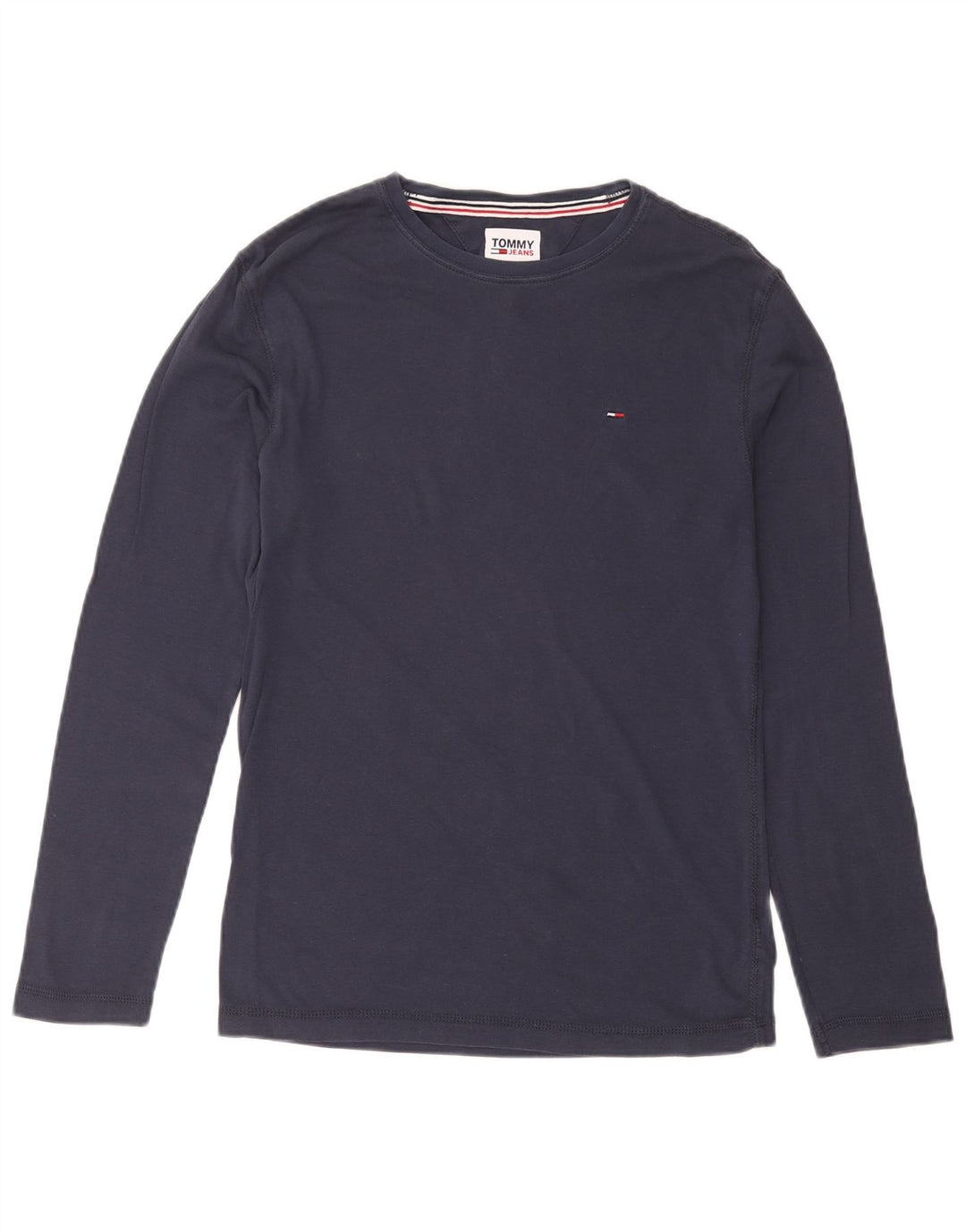 TOMMY HILFIGER Herren-Oberteil, langärmelig, mittelmarineblaue Baumwolle