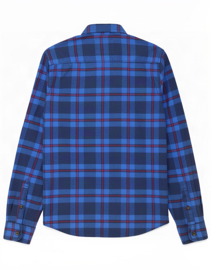 Hollister Herren-Flanellhemd aus mittelblau karierter Baumwolle