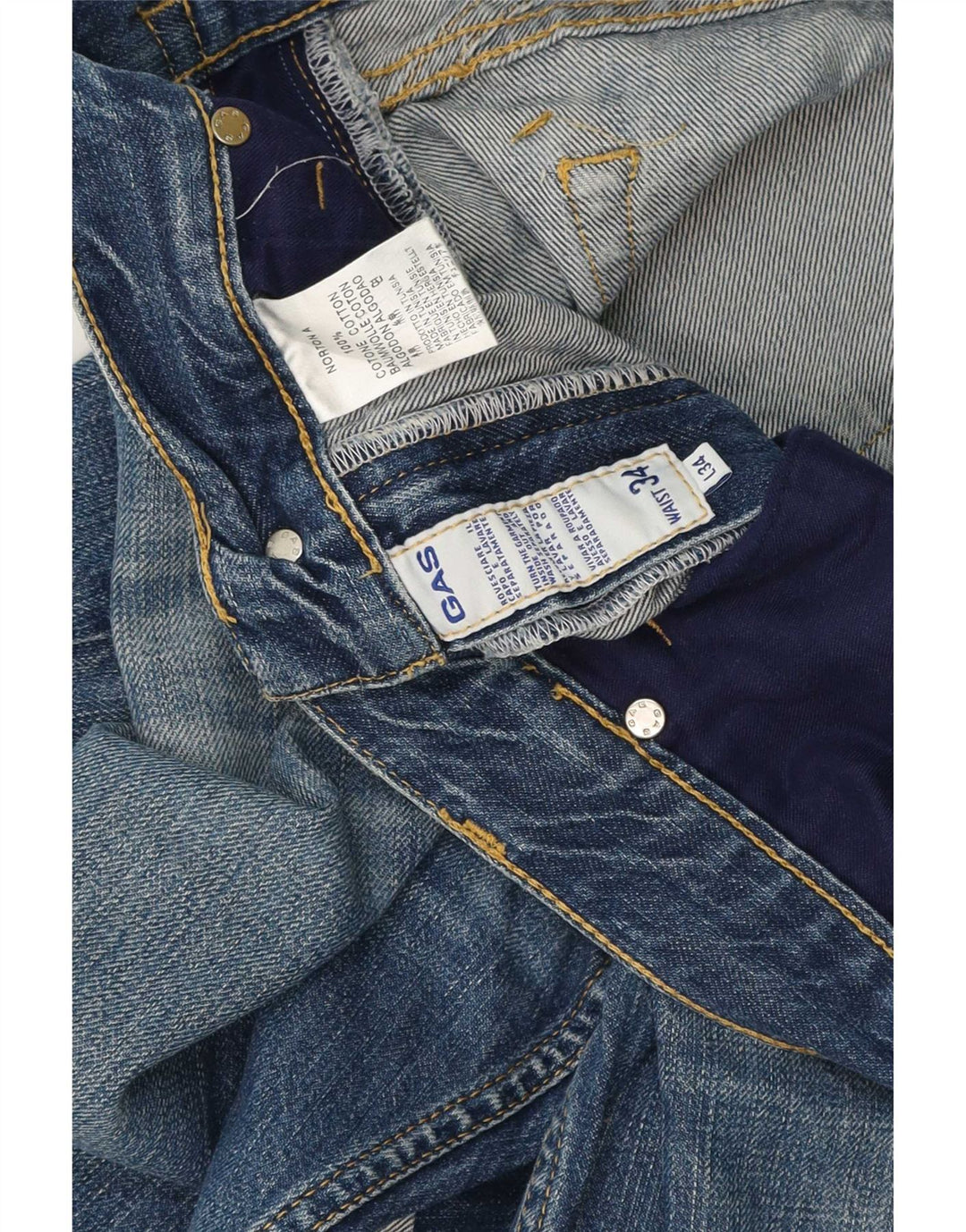 Gas Herren-Jeansshorts, Größe L, W34, Blau, Baumwolle