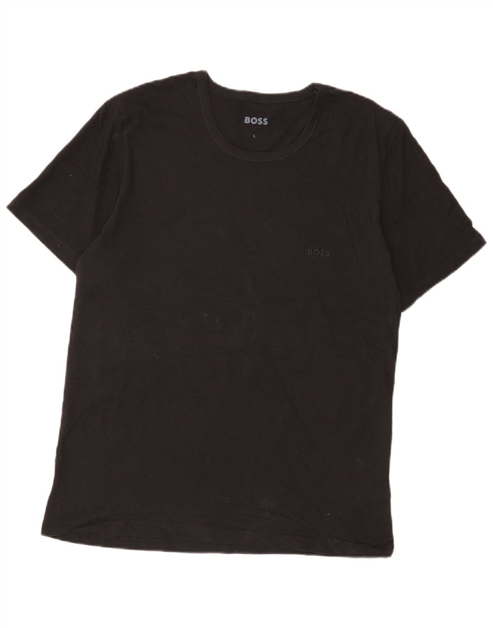 Hugo Boss Herren T-Shirt Top Large Schwarz Baumwolle