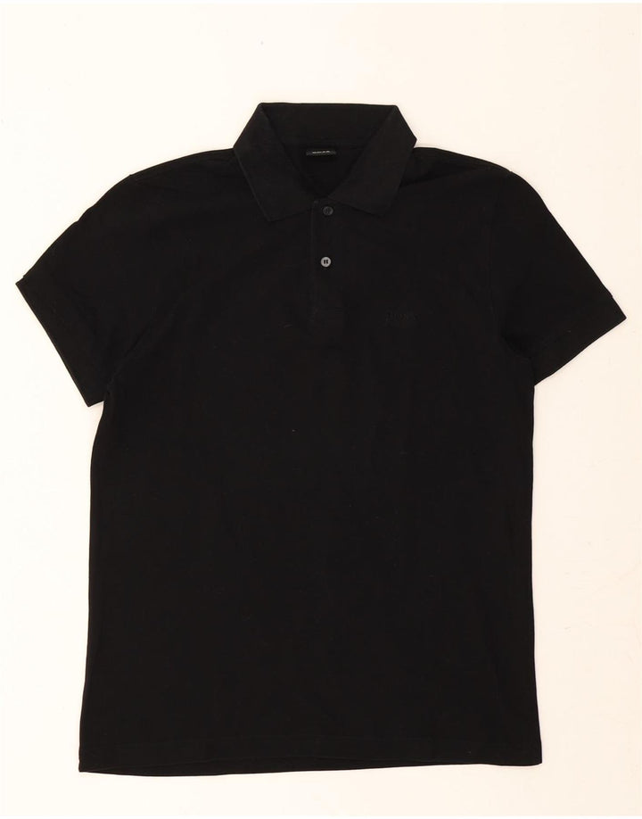 HUGO BOSS Mens Regular Fit Polo Shirt Medium Black Cotton Vintage Hugo Boss and Second-Hand Hugo Boss from Messina Hembry 
