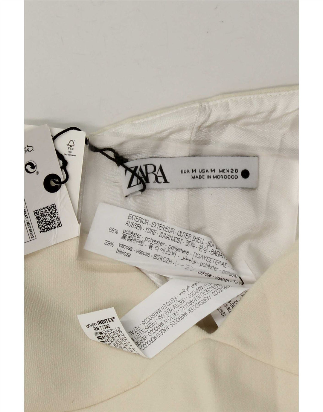Zara Damen Crop Trägerloses Korsett-Top UK 12 Medium Off White Polyester
