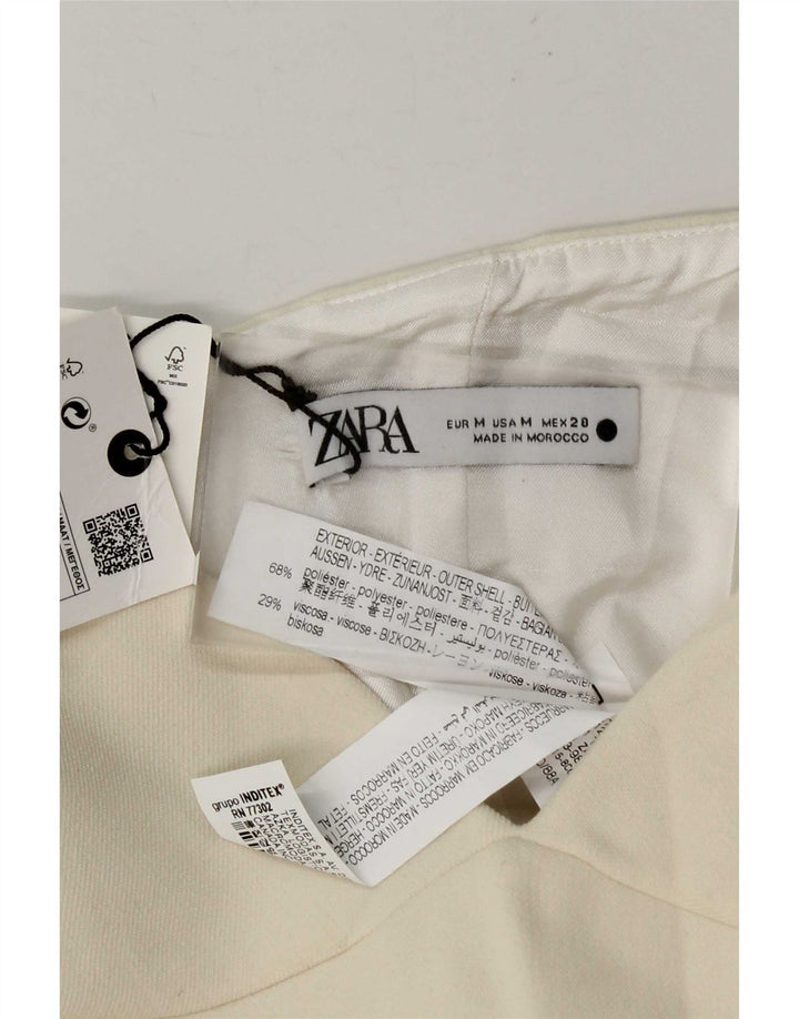 Zara Damen Crop Trägerloses Korsett-Top UK 12 Medium Off White Polyester