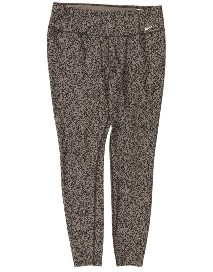 NIKE Damen Dri Fit Leggings UK 18 XL Graues Polyester mit Animal-Print