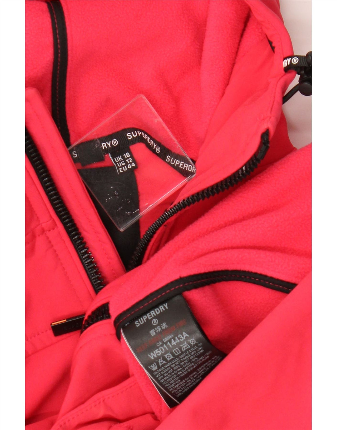 Superdry Damen Crop Hooded Windjacke UK 16 Large Pink Polyester