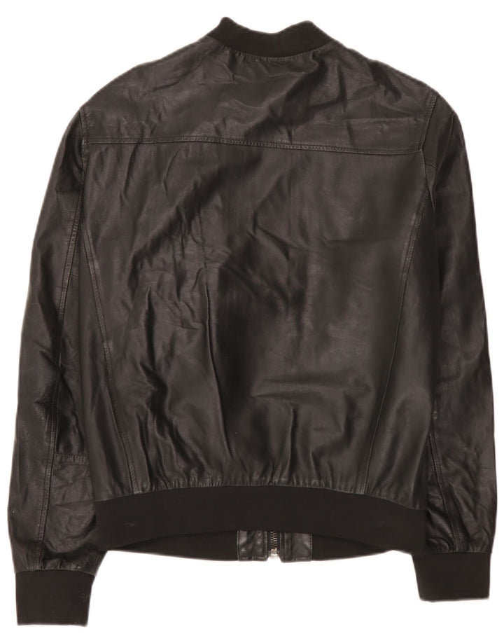 Replay Herren Bomber-Lederjacke UK 38 Mittelschwarzes Leder