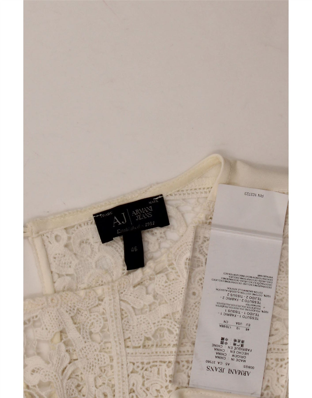 ARMANI JEANS Womens Blouse Top IT 46 Large Off White Cotton
