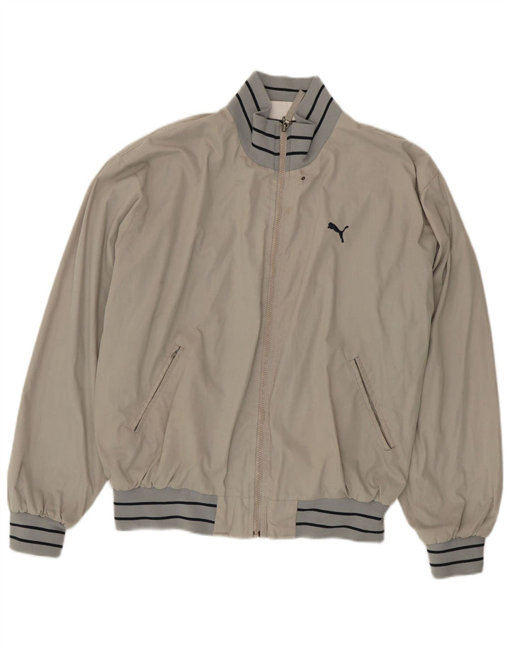 Puma Herren Bomberjacke UK 40 Große graue Baumwolle