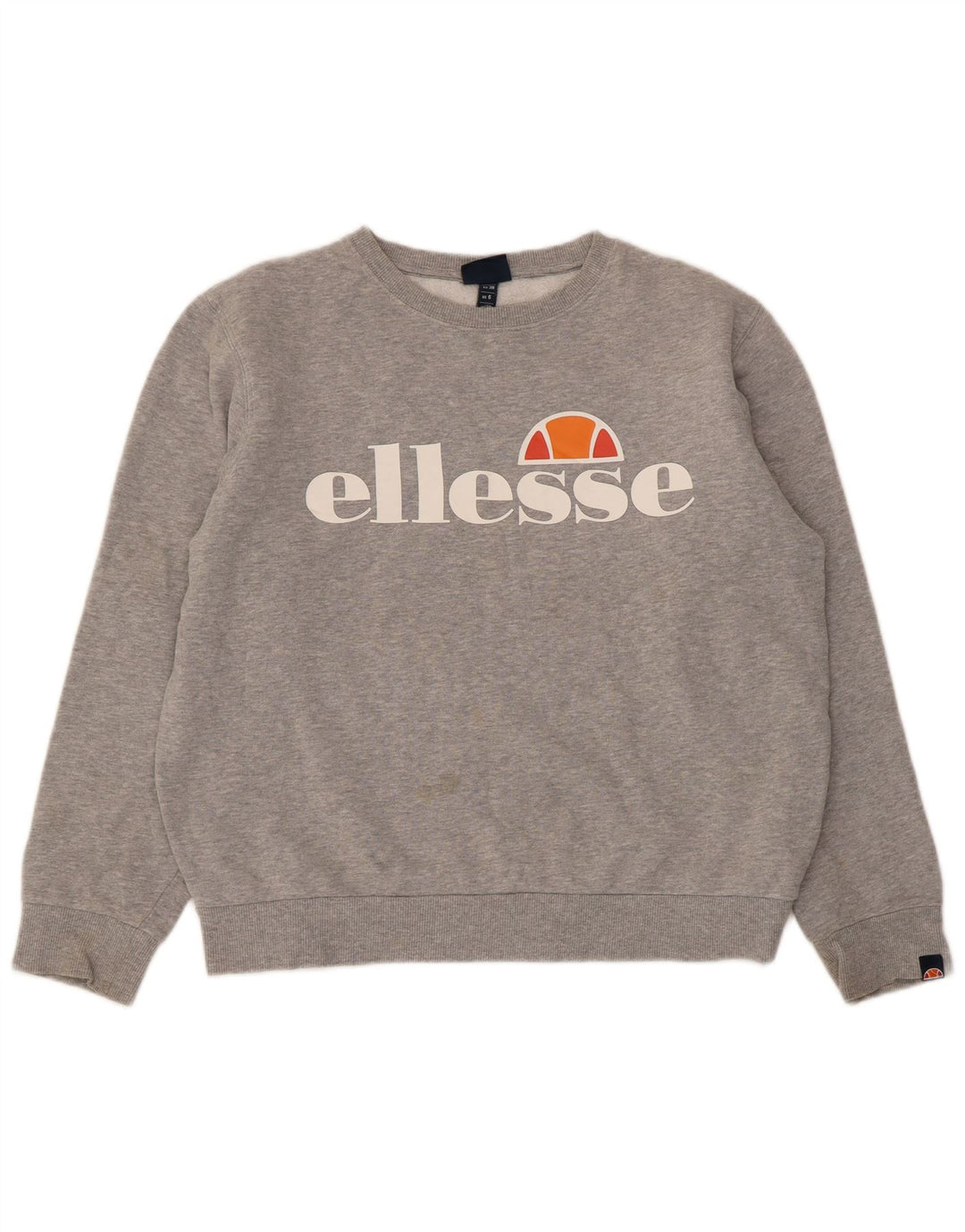 Ellesse Womens Graphic Oversized Sweatshirt Pullover UK 10 Small Grau meliert