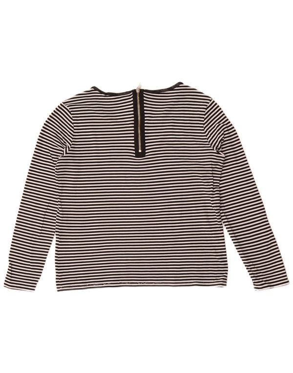 Hugo Boss Damen Top Langarm UK 12 Medium Schwarz gestreift
