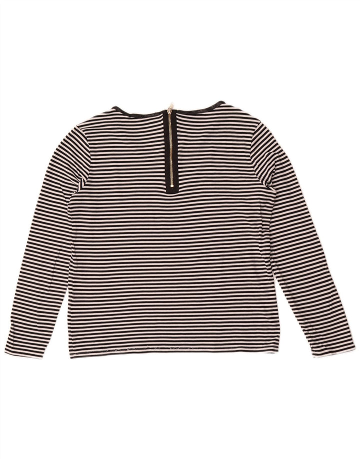 Hugo Boss Damen Top Langarm UK 12 Medium Schwarz gestreift