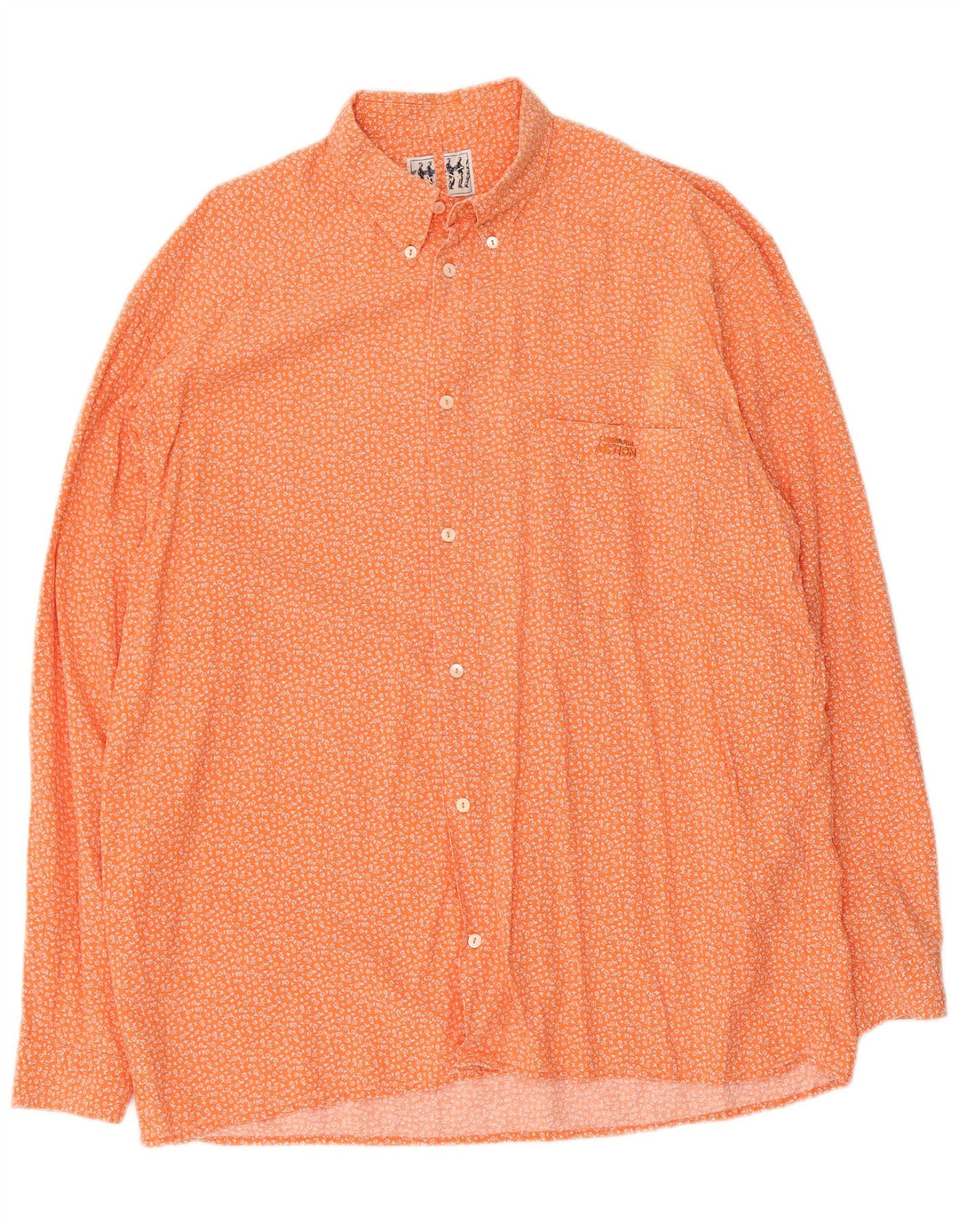 Trussardi Herren-Hemd, groß, aus Baumwolle mit orangefarbenem Blumenmuster