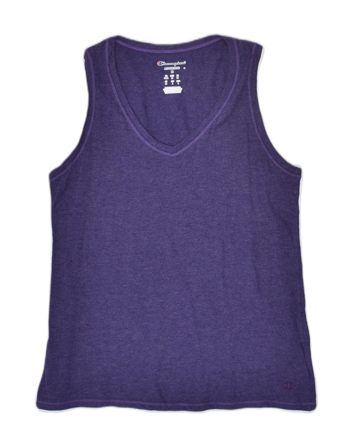 CHAMPION Womens Vest Top UK 12 Medium Purple Cotton | Vintage Champion | Thrift | Second-Hand Champion | Used Clothing | Messina Hembry 