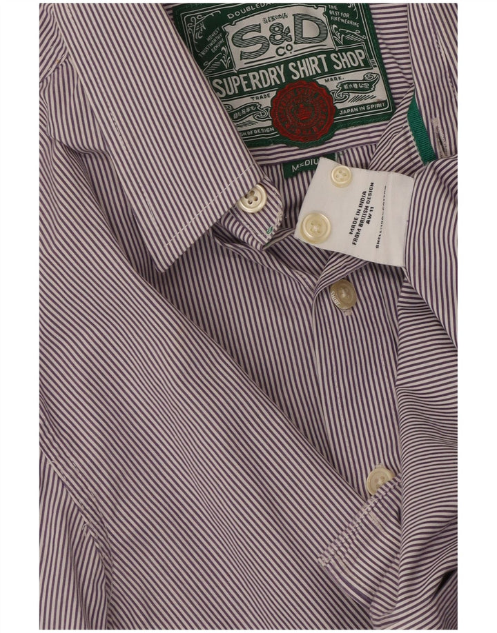 SUPERDRY Herren-Hemd aus mittelvioletter Nadelstreifen-Baumwolle