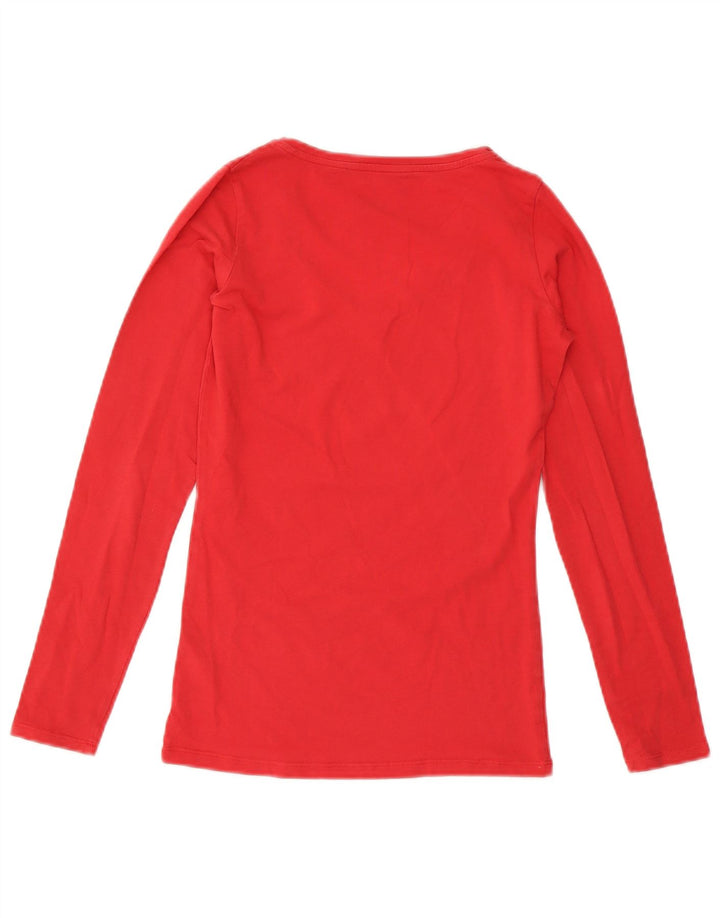 Guess Damen Grafik-Top, langärmlig, Größe S, Rot, Baumwolle