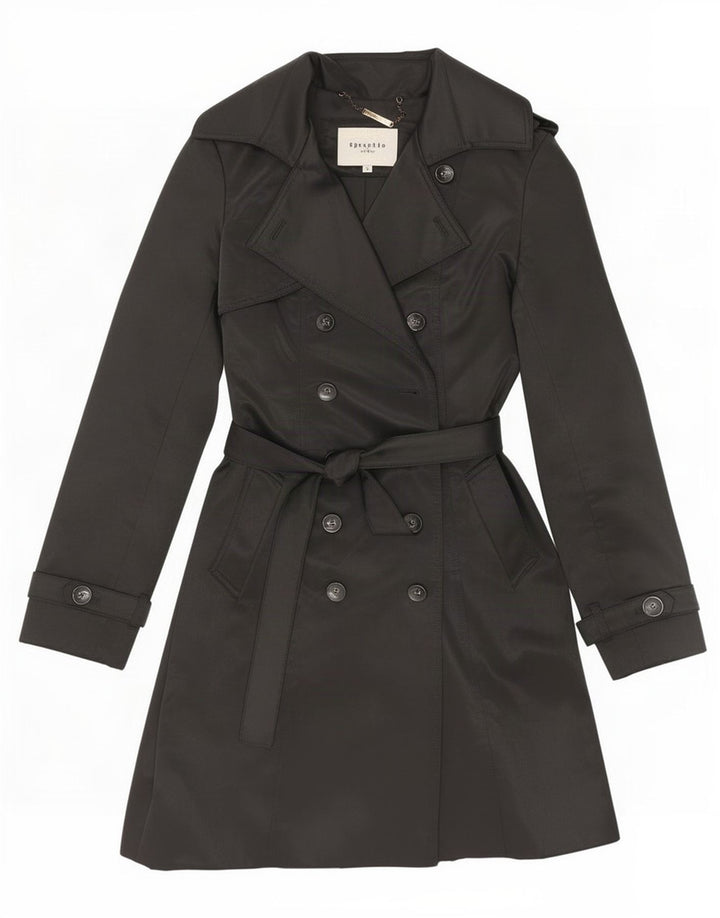 Specchio Damen Trenchcoat UK 10 Small Schwarz Polyester