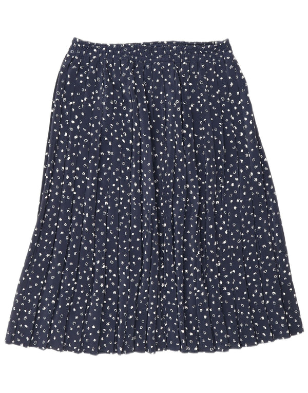 Vintage Damen Faltenrock in A-Linie W32, groß, marineblau gefleckt