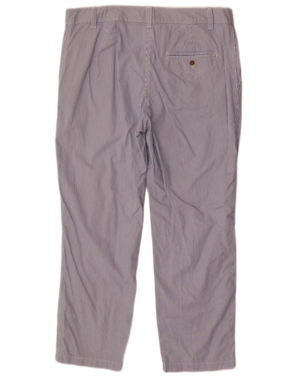 Marks & Spencer Womens Chino Trousers UK 14 Large W34 L26 Blue Pinstripe