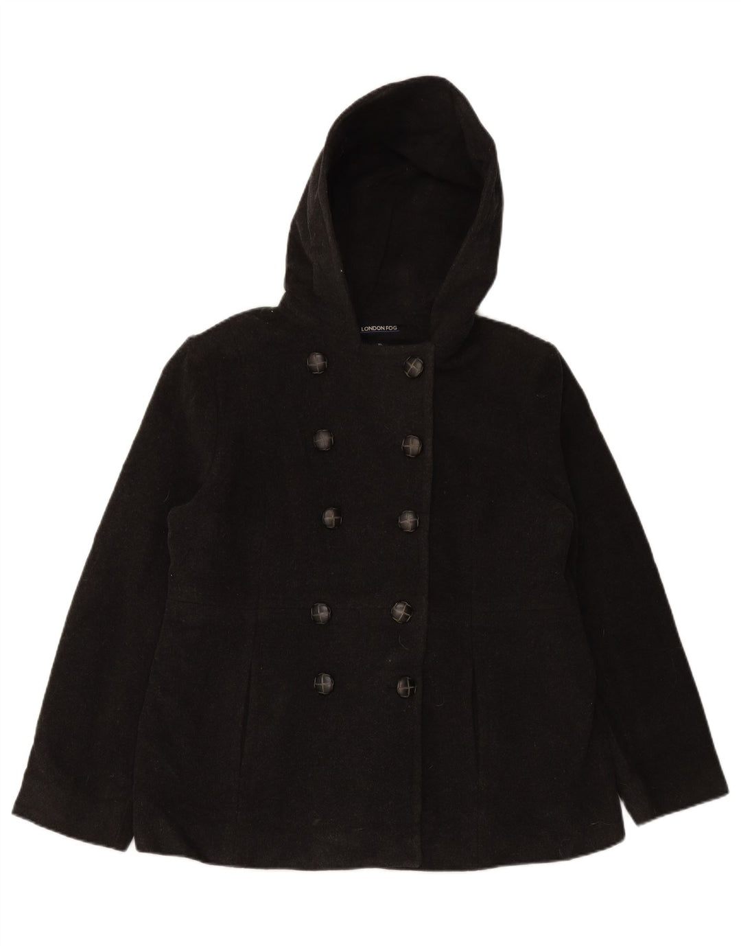 LONDON FOG Damen Pea Coat mit Kapuze UK 18 XL Graue Wolle