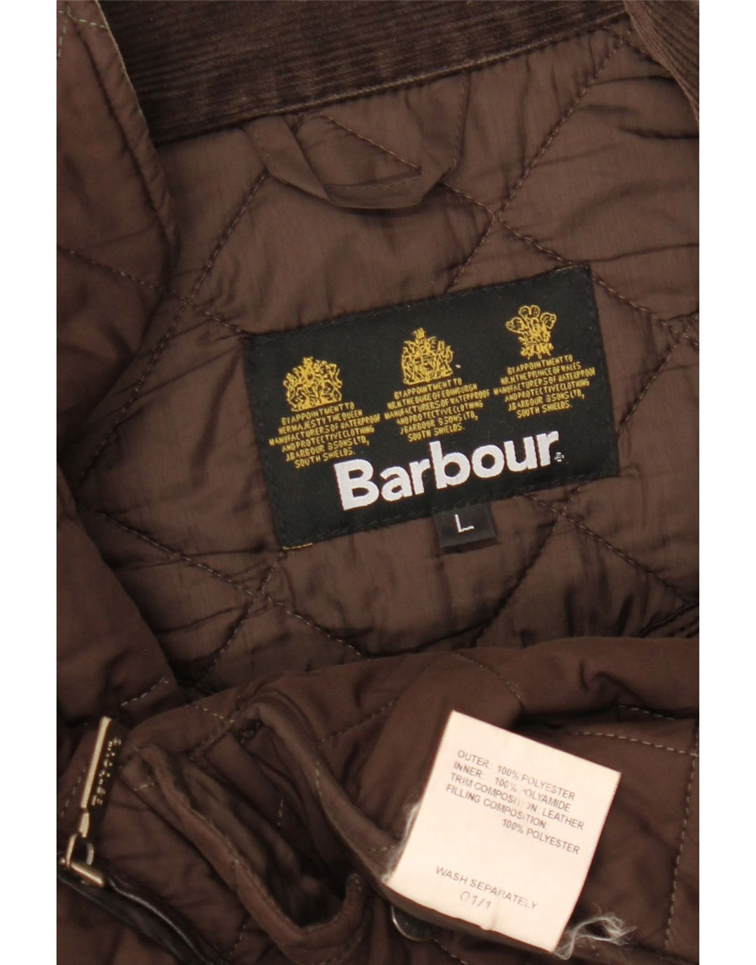 BARBOUR Herren Steppjacke UK 40 Large Braun Polyester