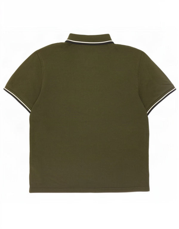 Fred Perry Herren-Poloshirt, groß, Khaki, gestreift, Baumwolle